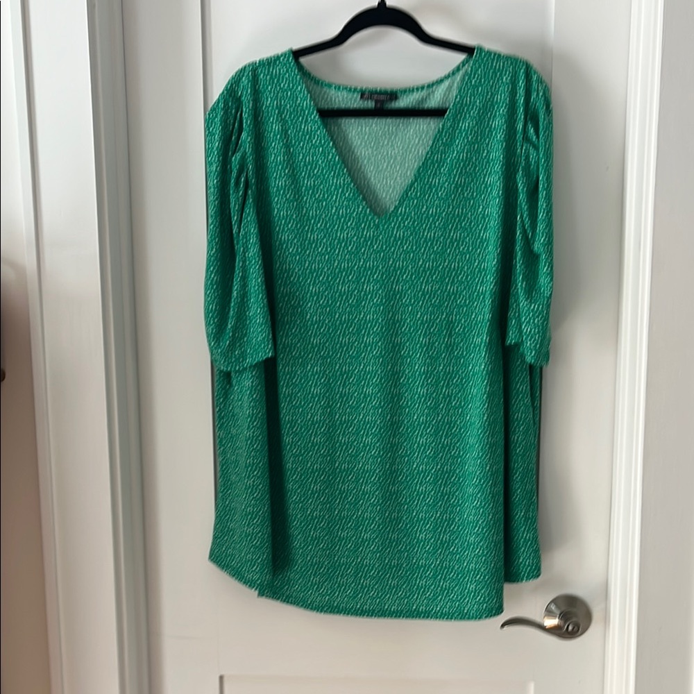 Adrianna Papell Emerald V-Neck Blouse